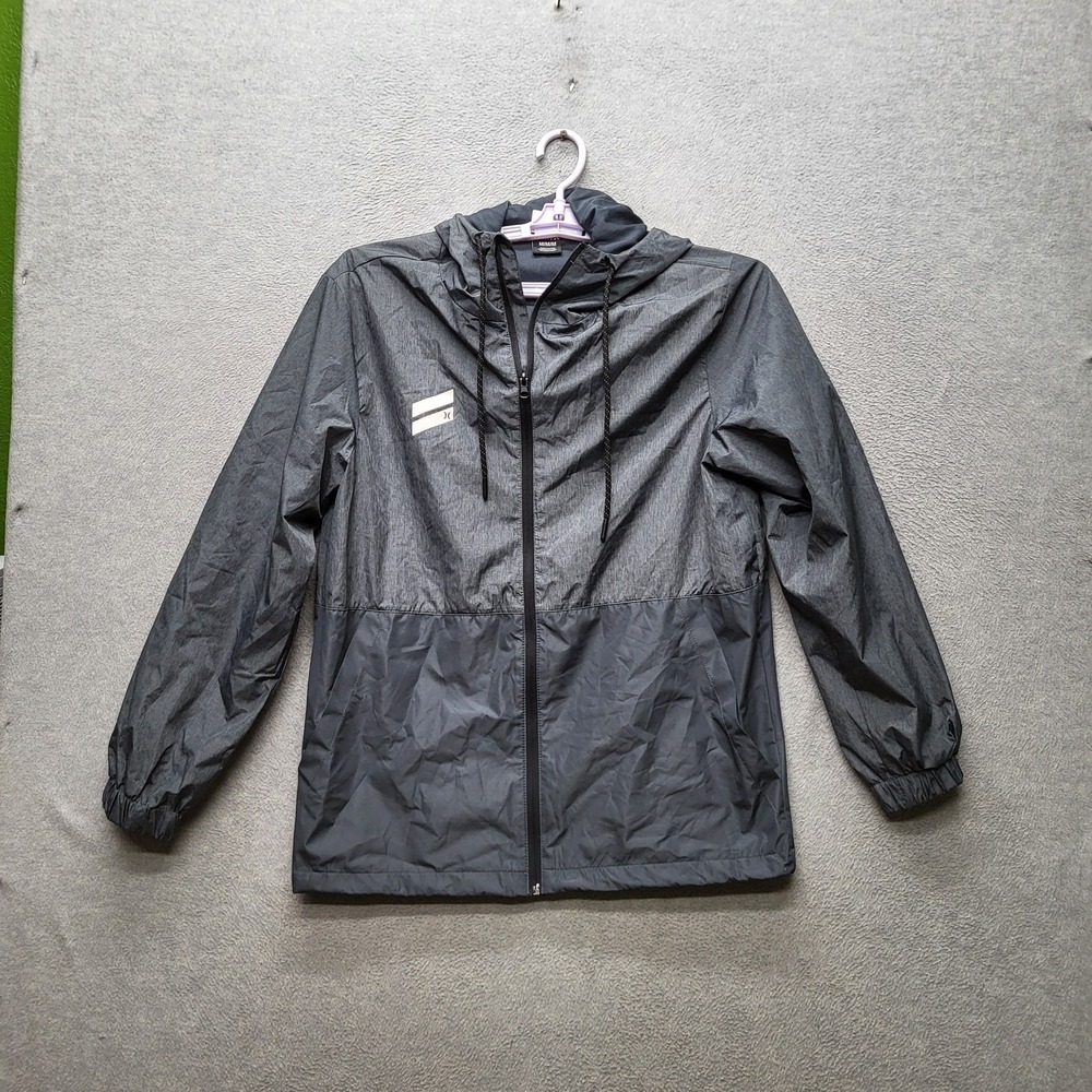 Hurley Men Jacket M Gray Windbreaker Gorpcore Long Sleeve